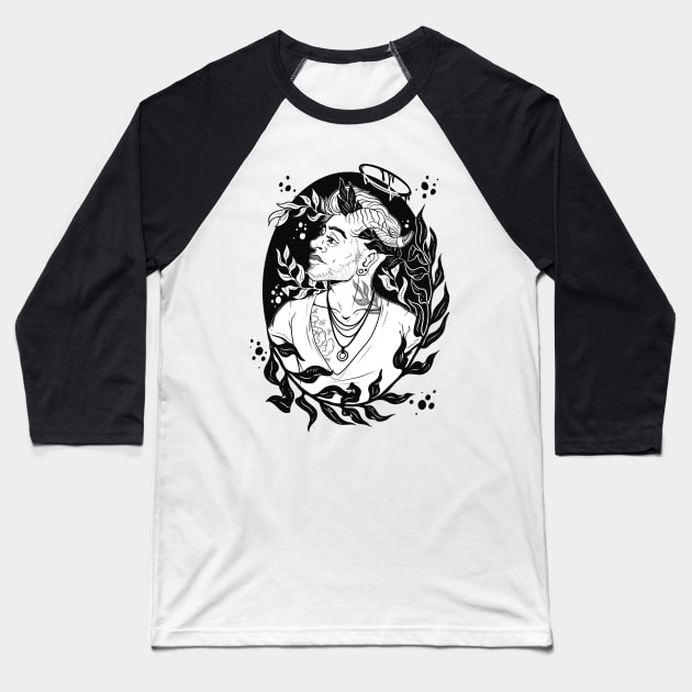 The Wild One Baseball T-Shirt by WildSkullflowerArt